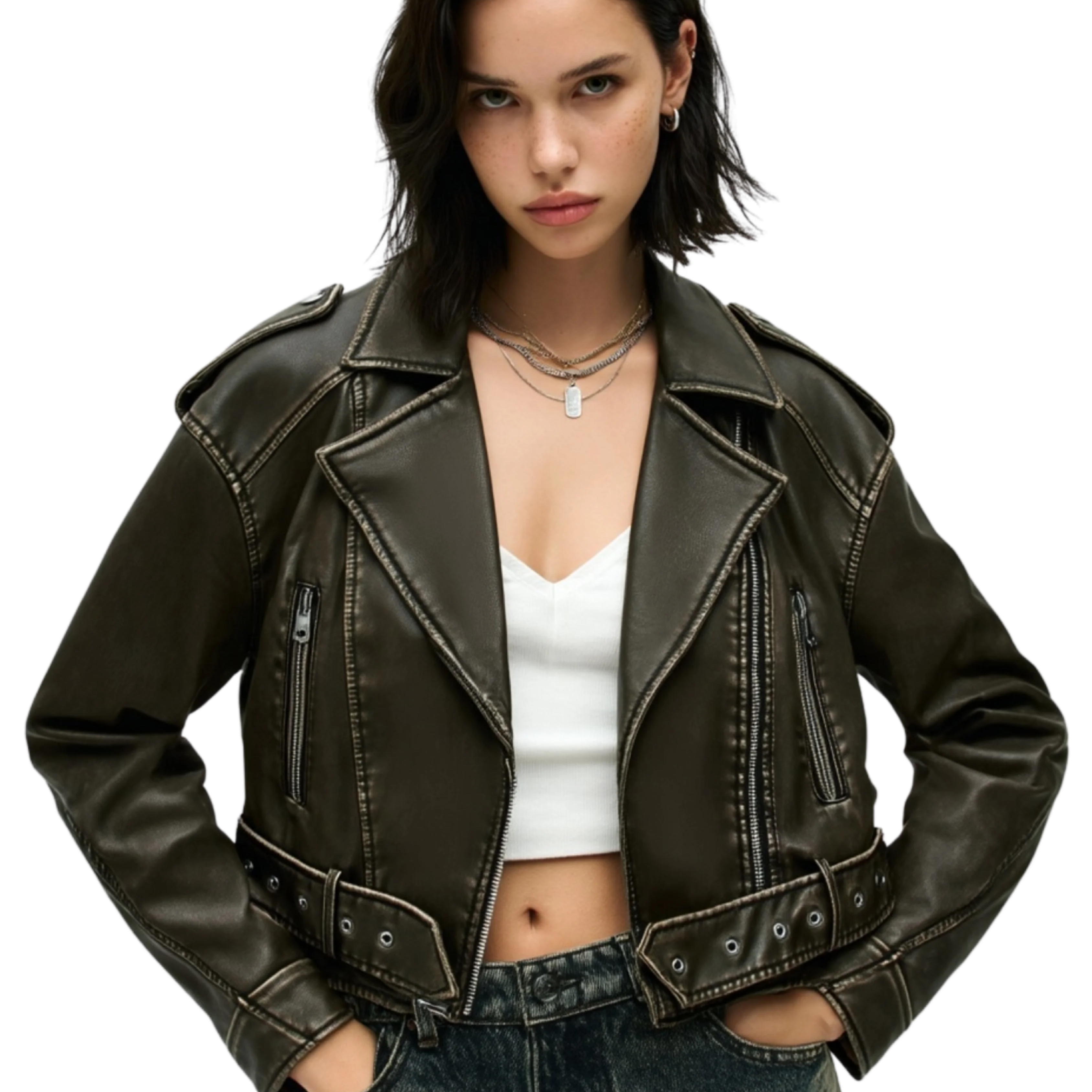 Jaqueta Feminina de Couro - Modelo Lucca